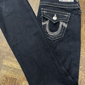 True Religion Black Denim with White Stitching